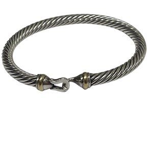 David Yurman Cable Classic Buckle Bracelet Sterling Silver with 18k Yellow Gold